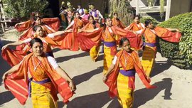 Bodo dancers and musicians take the stage