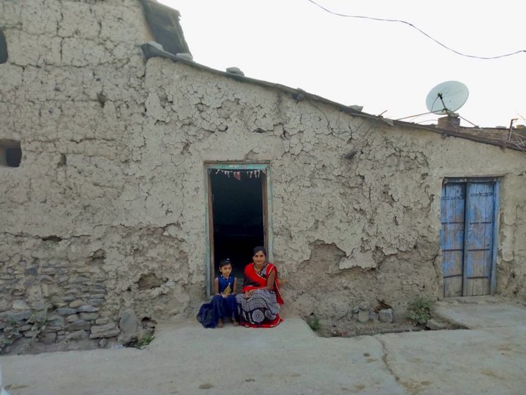 Vaishali with her daughter Janhavi at her in-laws house in Rajur village