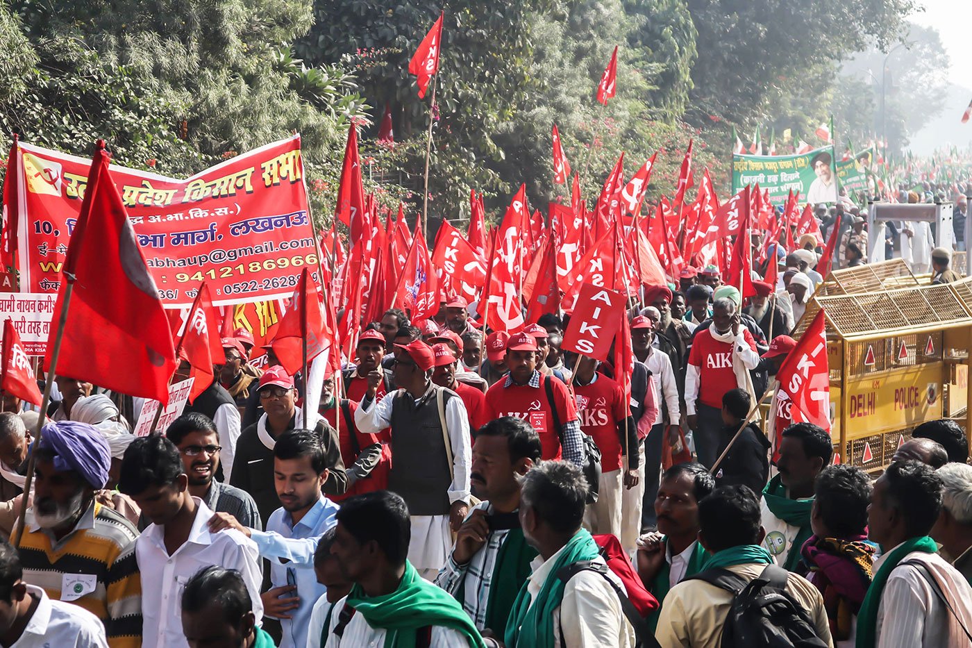 Farmers gather together people from their villages and districts and get ready to march.