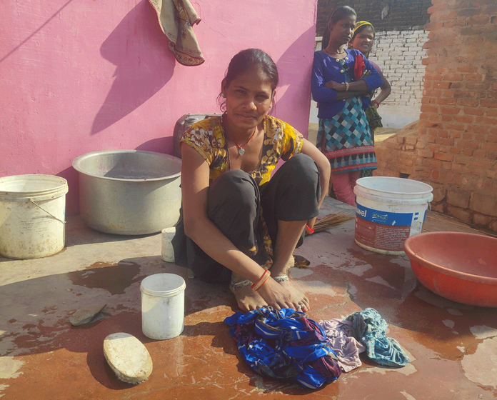 Sandhya doing household chores 