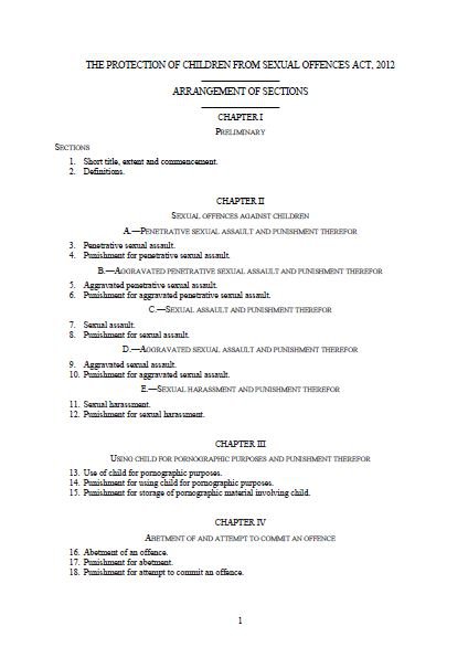 The Protection of Children from Sexual Offences Act, 2012