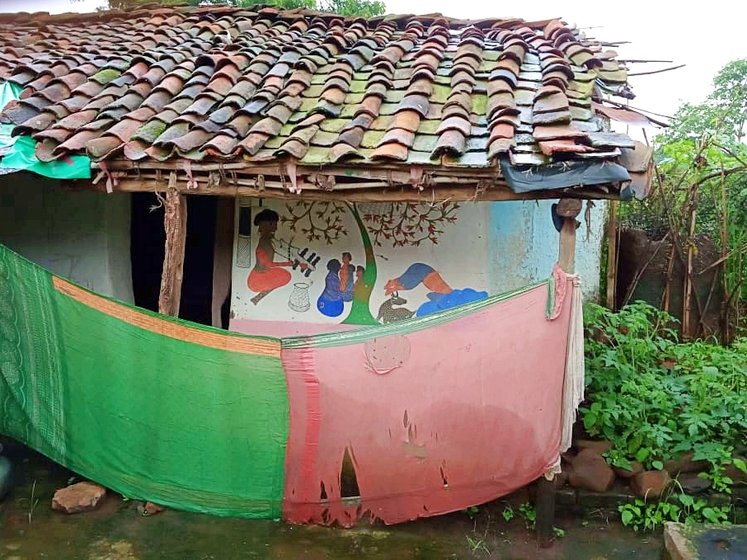 The wall art or bitti chitra on Gond houses in Patangarh illustrates their deities, myths and legends